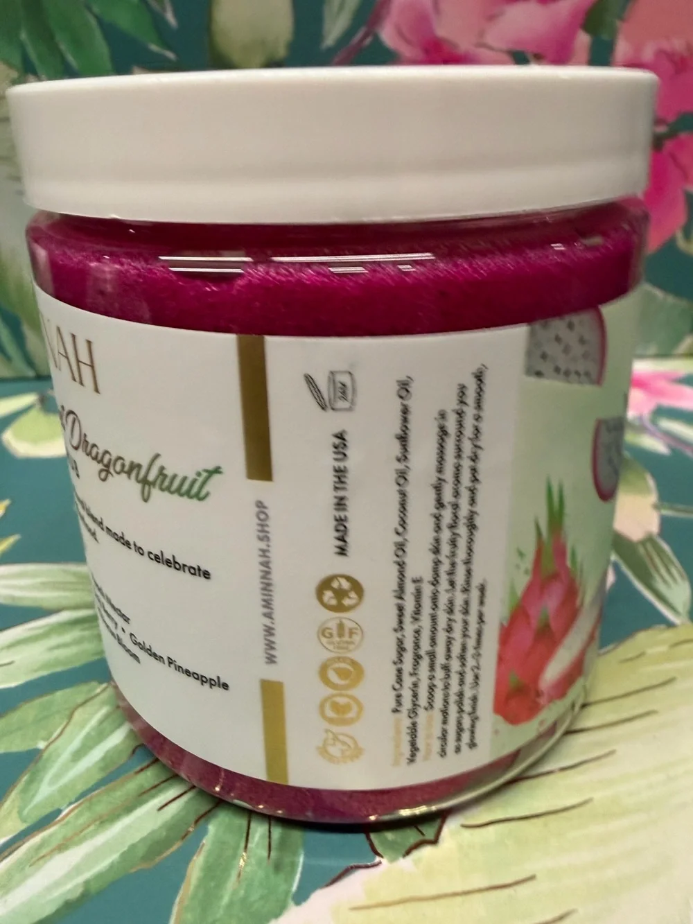 Aminnah Sweet Dragonfruit Sugar Scrub 8oz Limited Edition Rare Scent